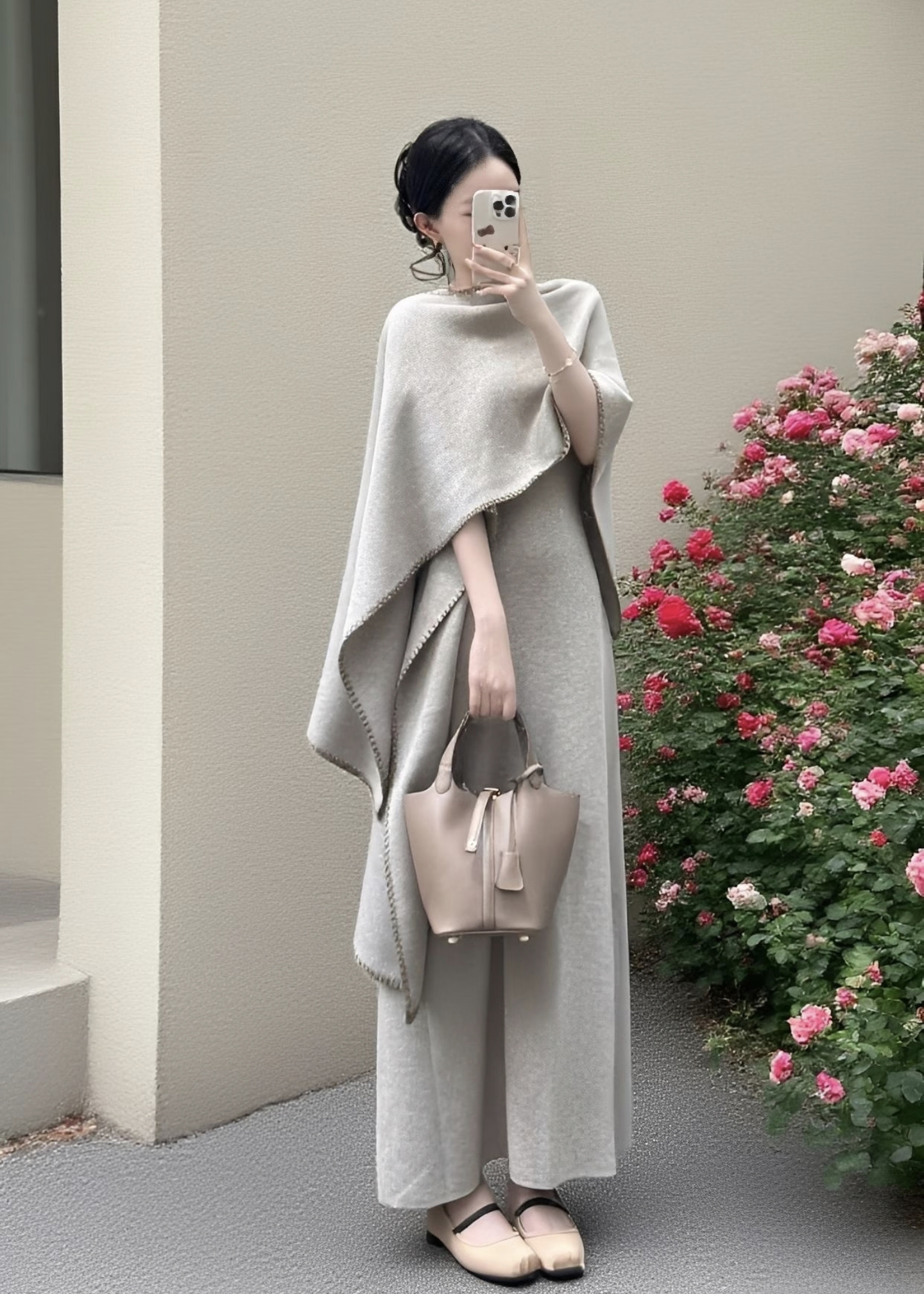 2025 Autumn Knit Sweater Dress Two-Piece Set with Shawl