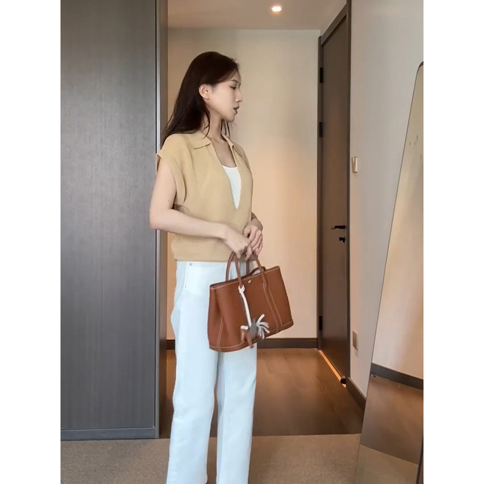 French Polo Collar Faux Two-Piece Knit Short Sleeve T-Shirt for Women Summer Chic Niche Top - Style b6a782 - Image 5
