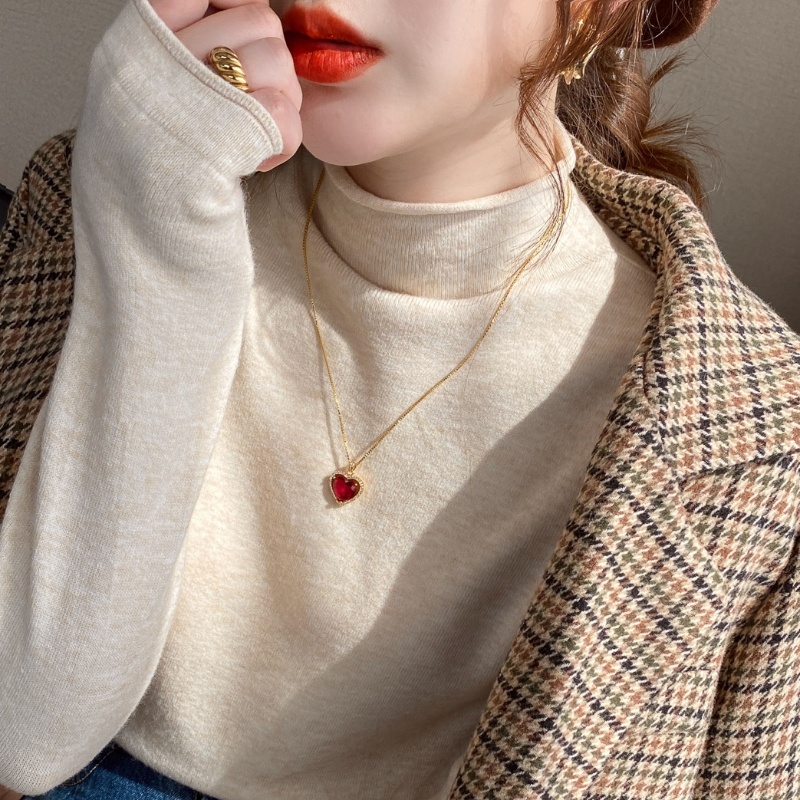 Half Turtleneck Base Layer Sweater for Women Fall Winter Inner Wear 2026 New Knit Fleece Thick Warm Top