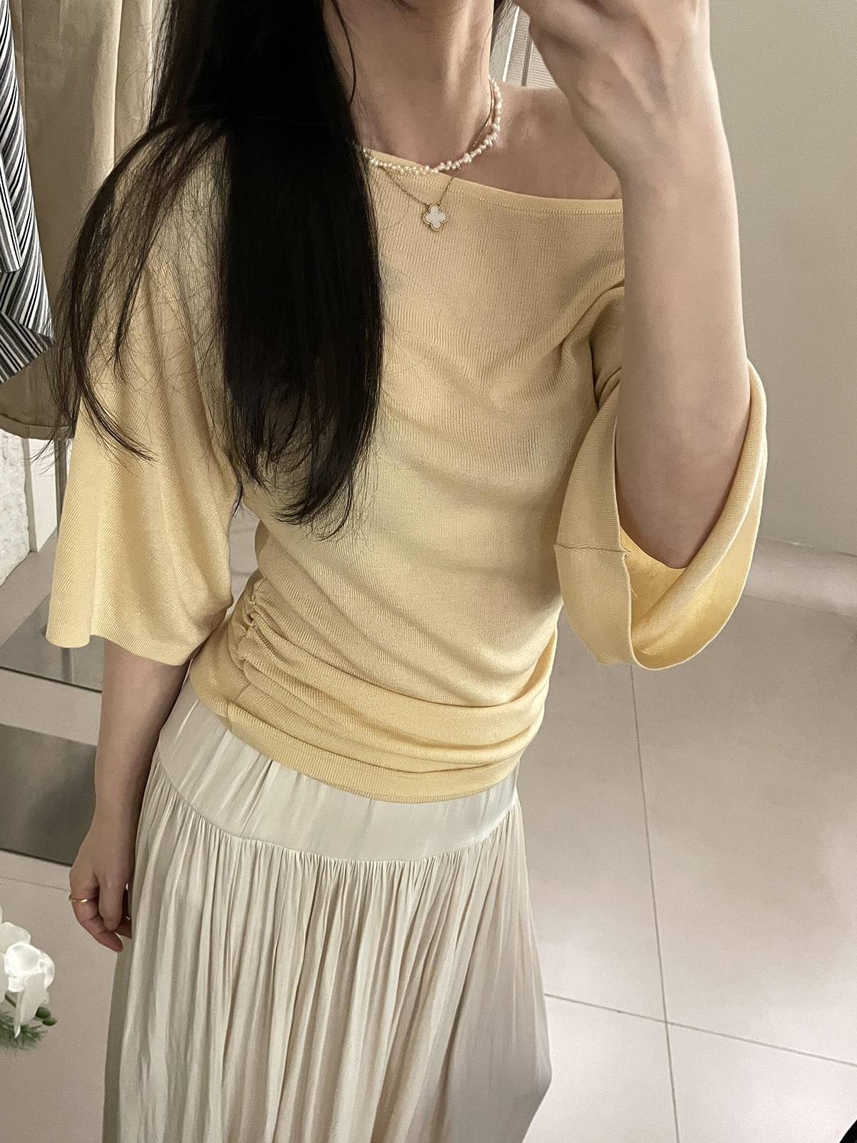 In Stock Sakurajima Love Summer Soft Korean Style Slimming Versatile Pure Elegant Ice Feel Top