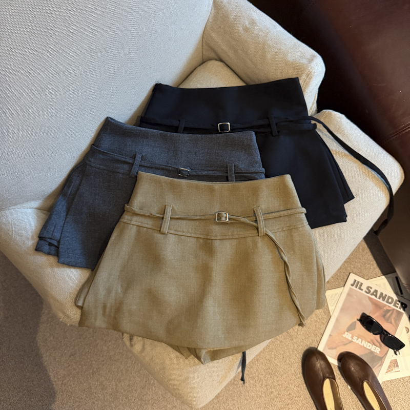 Korean Style High Waist A-Line Mini Skirt for Women 2026 Fall Slimming Commuter Split Hem