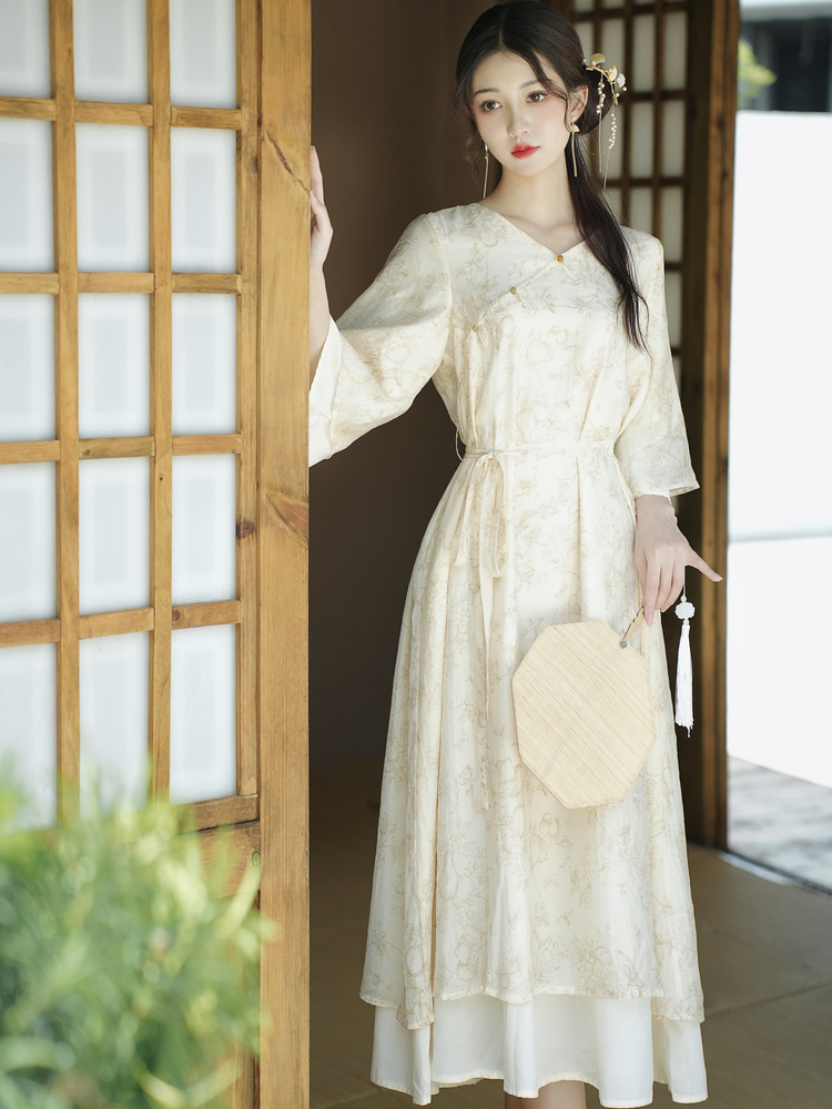 New Chinese Style Retro Qipao Dress for Women Fall Commute